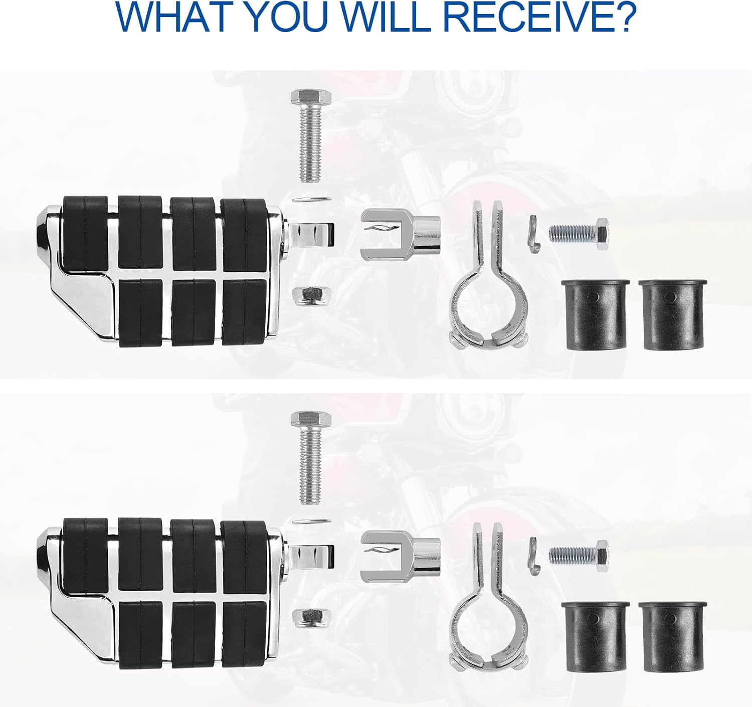 Motorcycle Highway Pegs, Crash Bar Highway Foot Pegs Footrest For Harley Touring Electra Street Glide Road King Sportster Kawasaki 1"(25mm), 1 1/4" (32mm), 1 1/3" (34mm) Engine Guard