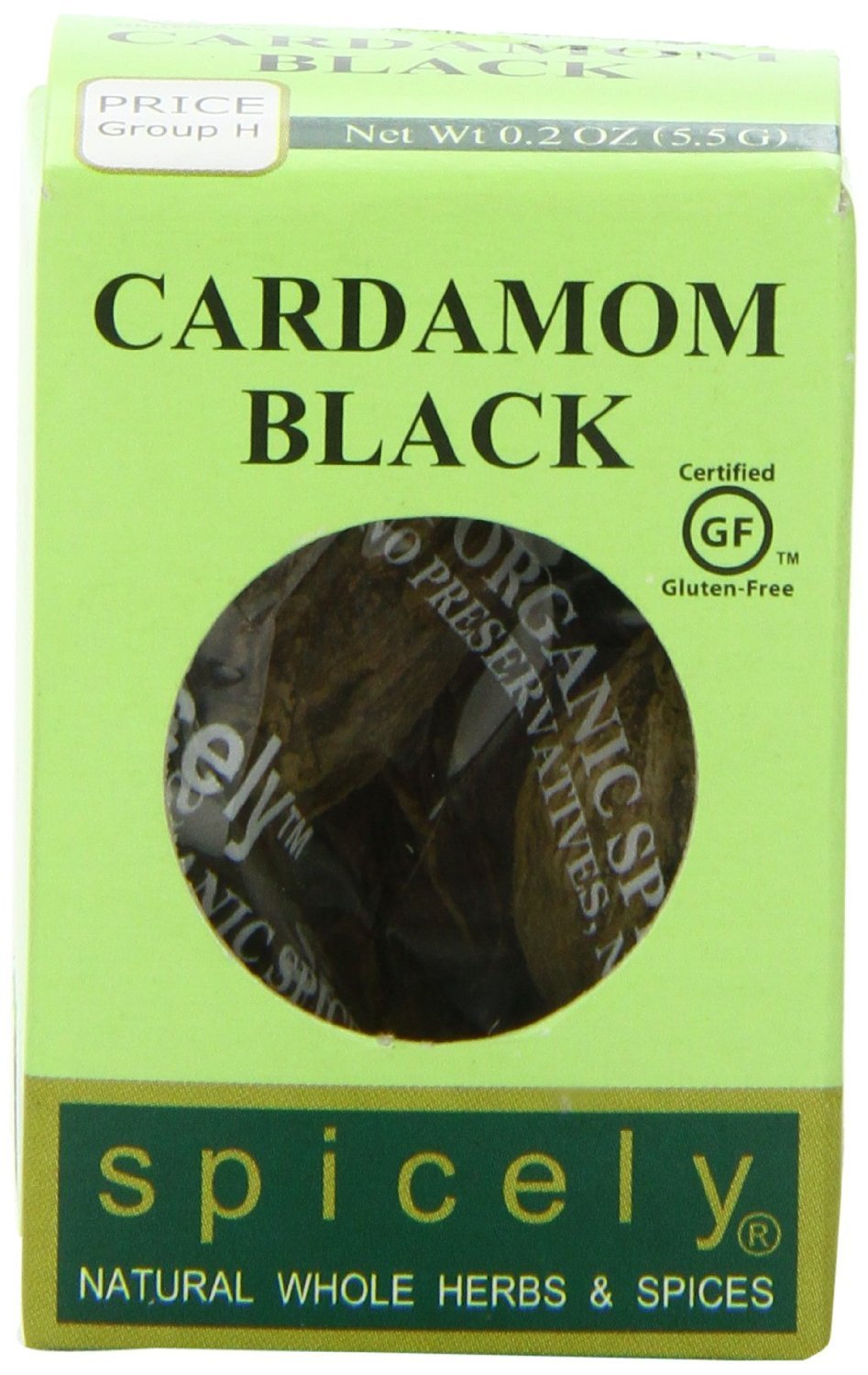 Spicely Organic Cardamom Pods Black Whole 0.20 Ounce ecoBox Certified Gluten-Free