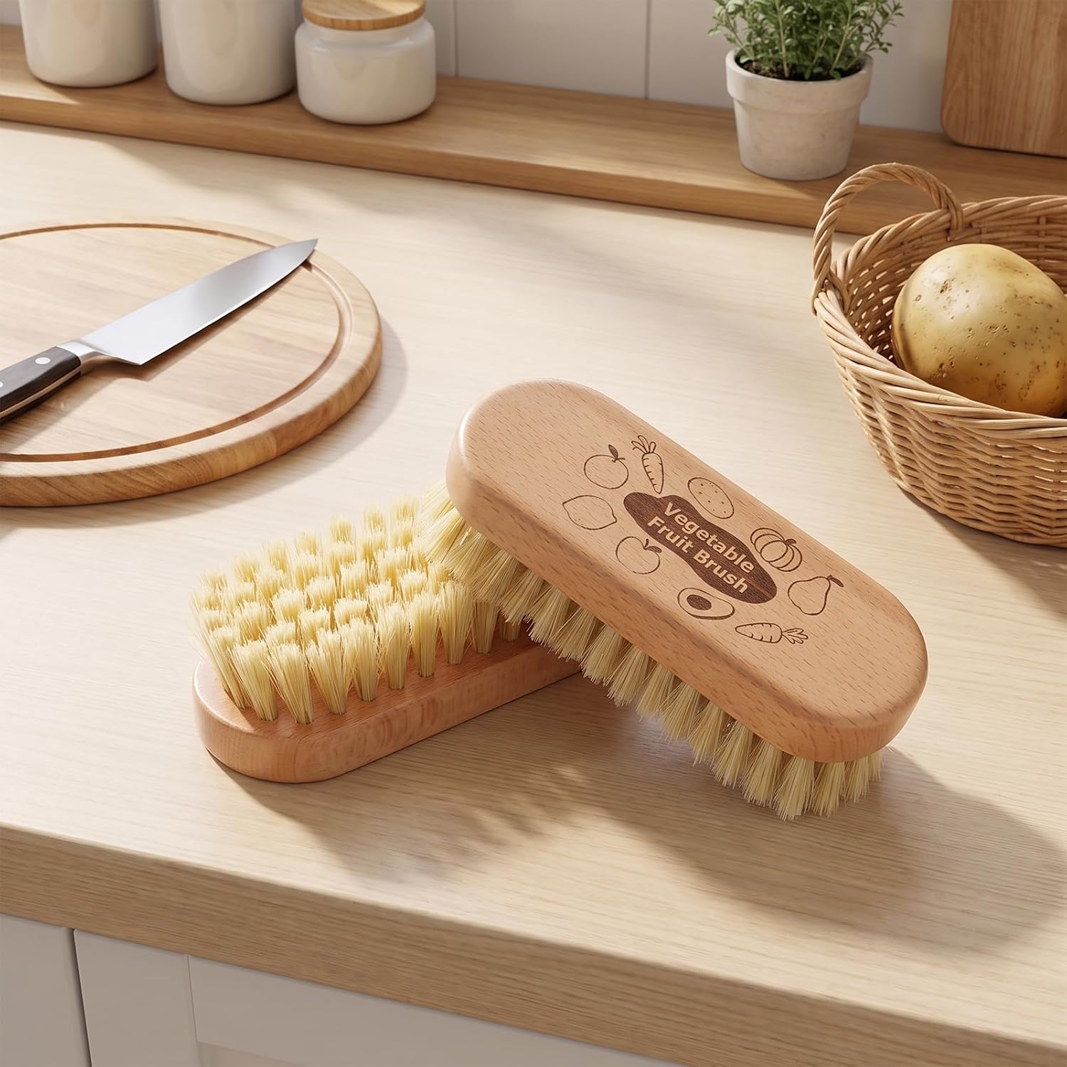 2 Pcs Vegetable Fruit Cleaning Brush Scrubber