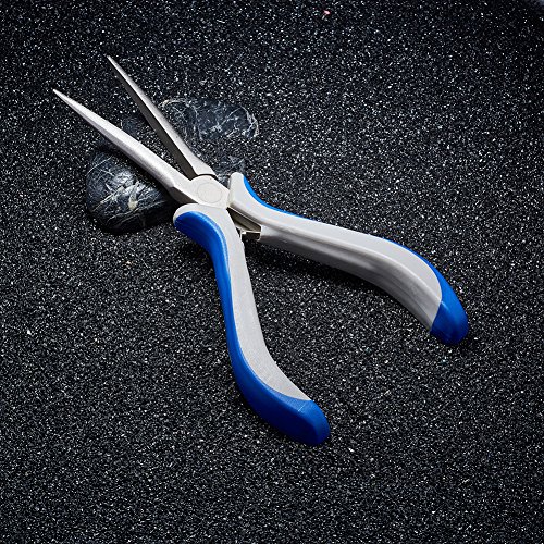 Pandahall 1Pc Carbon-Hardened Steel Ferronickel Long Chain Nose Pliers Needle Nose Pliers Handy Jewelry Pliers 6.1X2.36 Inch #TOP4