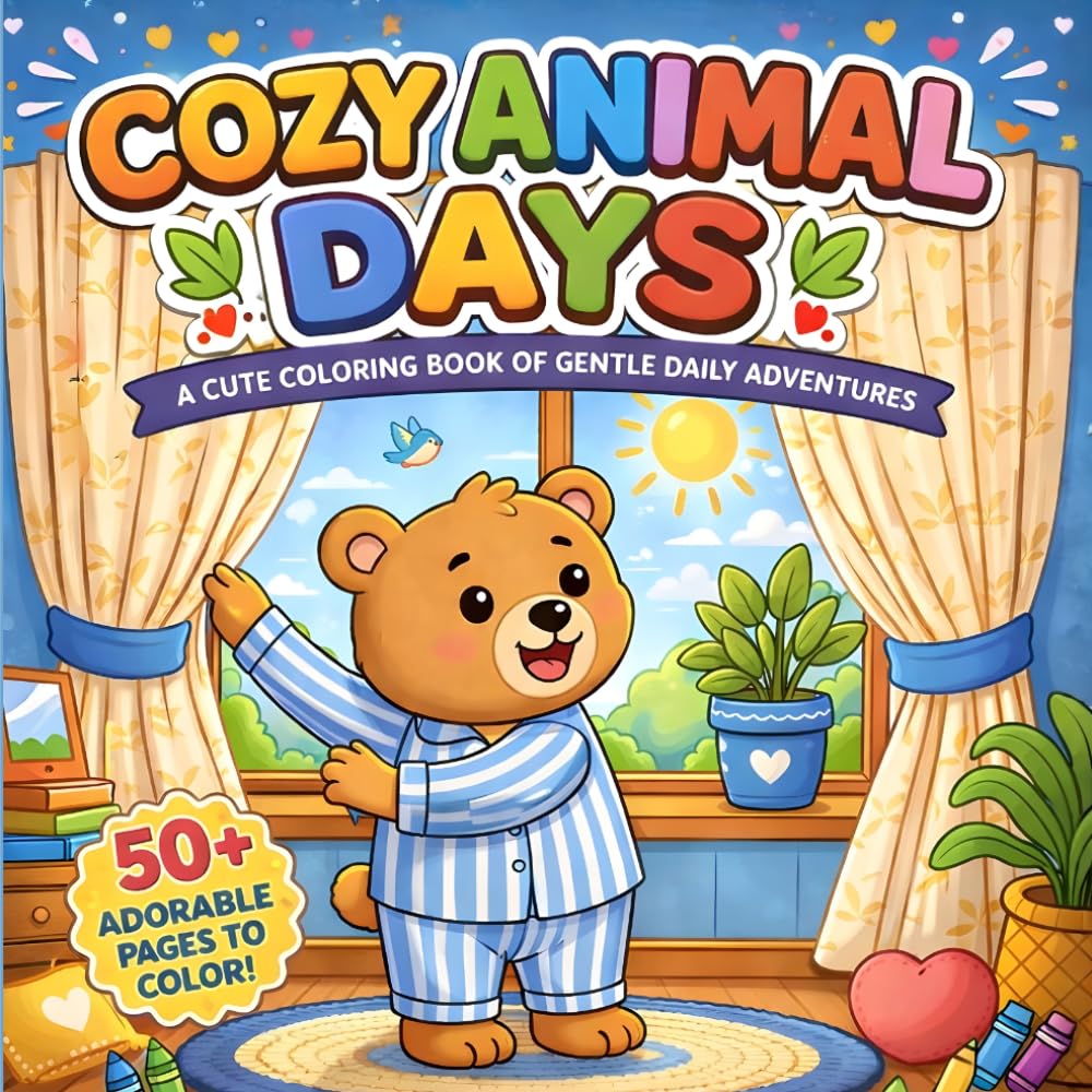 Cozy Animal Days: Cozy Animal Days: A Cute Coloring Book of Gentle Everyday Adventures