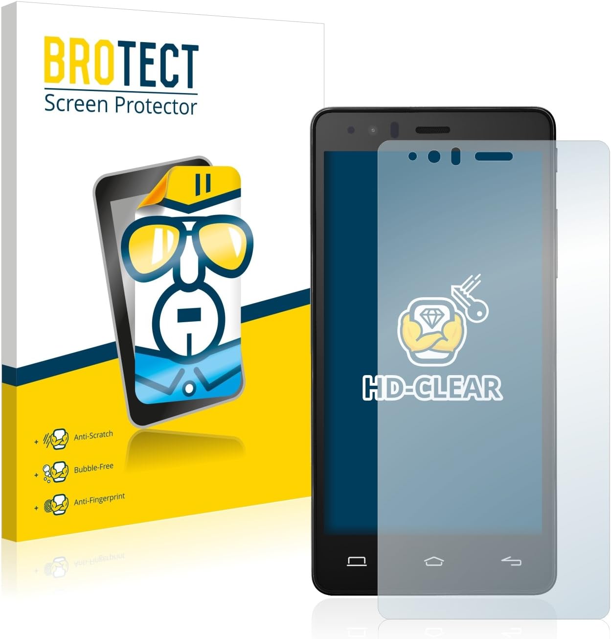 BROTECT Protector Pantalla Compatible con BQ Aquaris E5 Protector Transparente (2 Unidades) Anti-Huellas