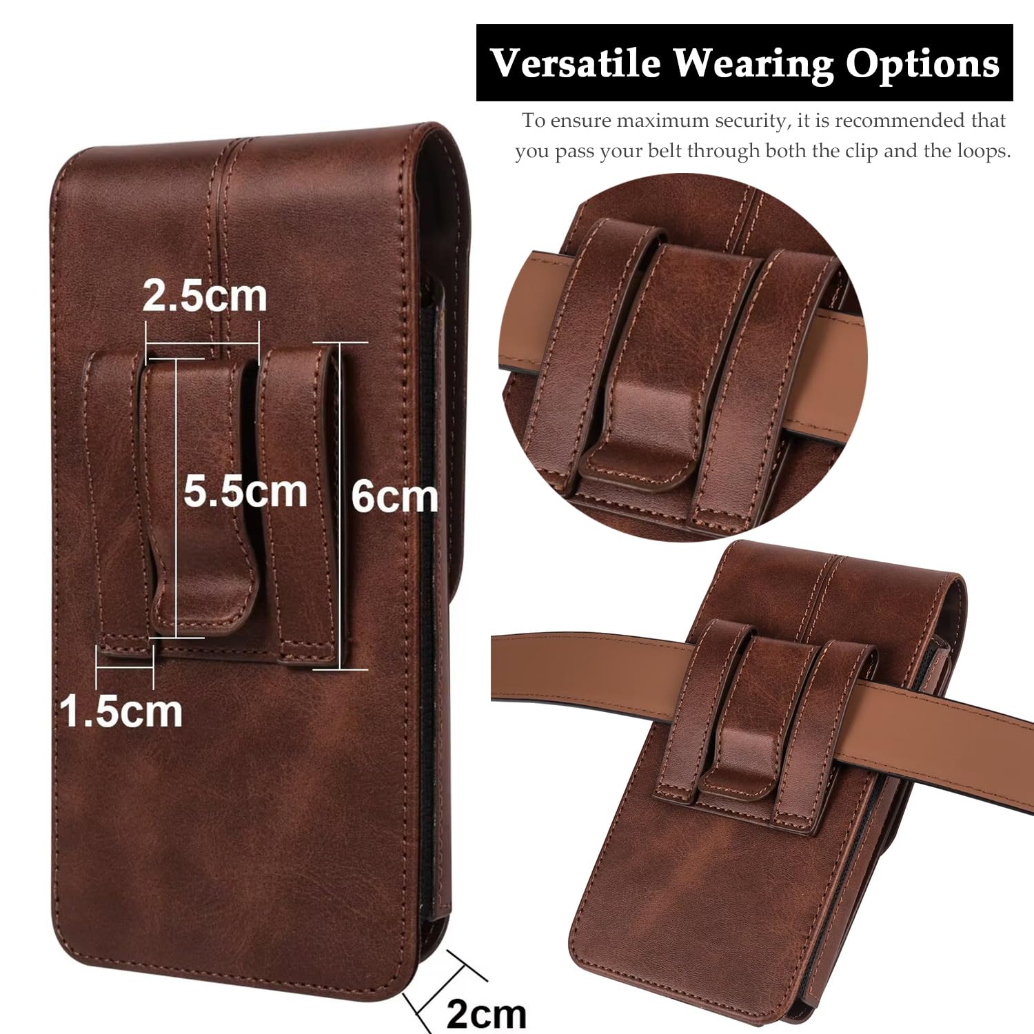 Herren Handy Gürteltasche Handytasche Gürtel Holster Leder Tasche Gürtelclip Hülle Case mit Card Slots für iPhone 17 16 15 14 13 12 Pro Max 7 8 Plus, Samsung Galaxy S25 S24 S23 S22 Plus S21 S20 FE
