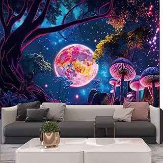 G-LIKE Wandteppich Wandtuch UV-Reaktiv Wandbehang – 3D Digital Bedruckt Farbenreich Dekostoff Dekoration für Wohnzimmer Schlafzimmer Party Urlaub