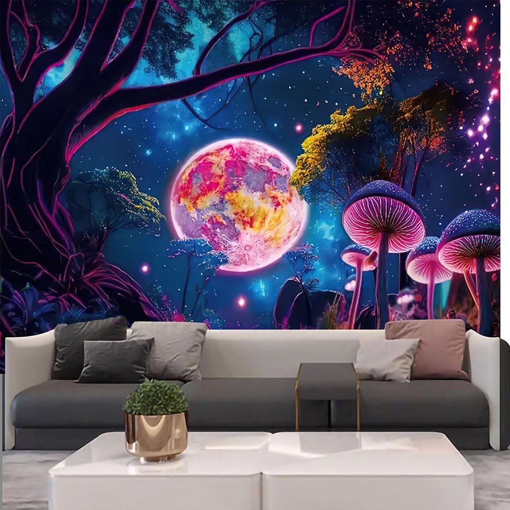 G-LIKE UV Reactive Trippy Neon Tapestries Glow Under UV Light Trippy Wall Haning Tapestry for Bedroom Party Beach Living Room — image 1