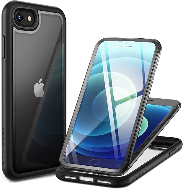 YOUMAKER Aegis Designed for SE 2020 Case iPhone 8 Case iPhone 7 Case, Full-Body with Built-in Screen Protector Rugged Clear Case for iPhone SE 2020 Case/iPhone 8/iPhone 7 4.7 Inch-Black