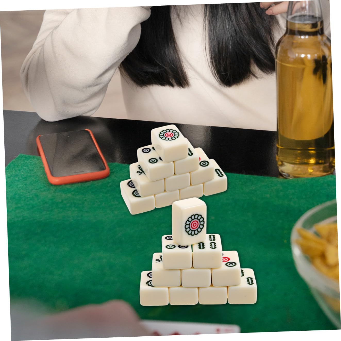 Yardwe Mini Mahjong Set Tragbar Kompakt Leichtgewichtiges Reisespiel Chinesisches Mahjong Kit Für Familienpartys Und Freizeitspaß
