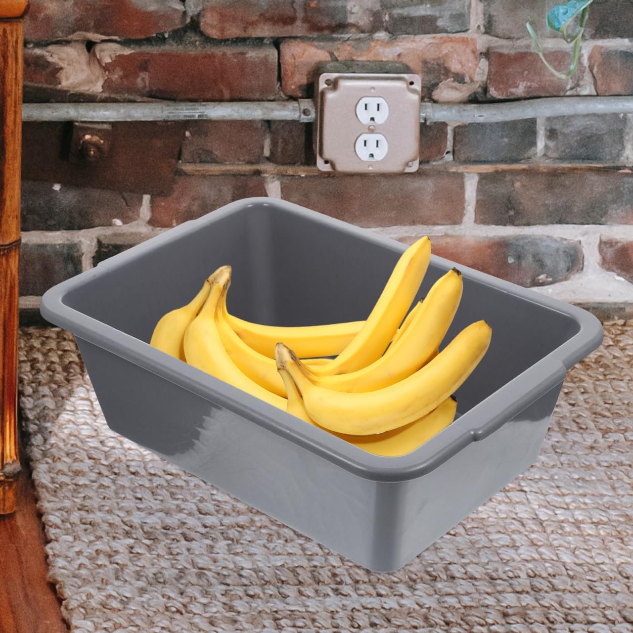 VOSAREA Food Service Bus Tub, Gray Plastic Bus Tub Box 13.36 in | Plastic Storage Wash Basin with Handles for Restaurant, Kitchen, Dishwashing, Cleaning and Utility Tote Use
