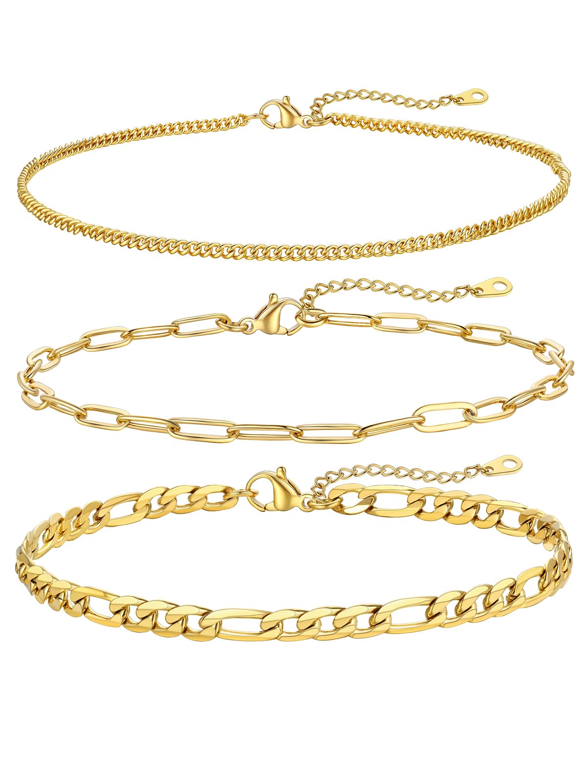 FOCALOOK Anklet Bracelets Set for Women, Plus Size Chain Anklet 8.5-10.5"