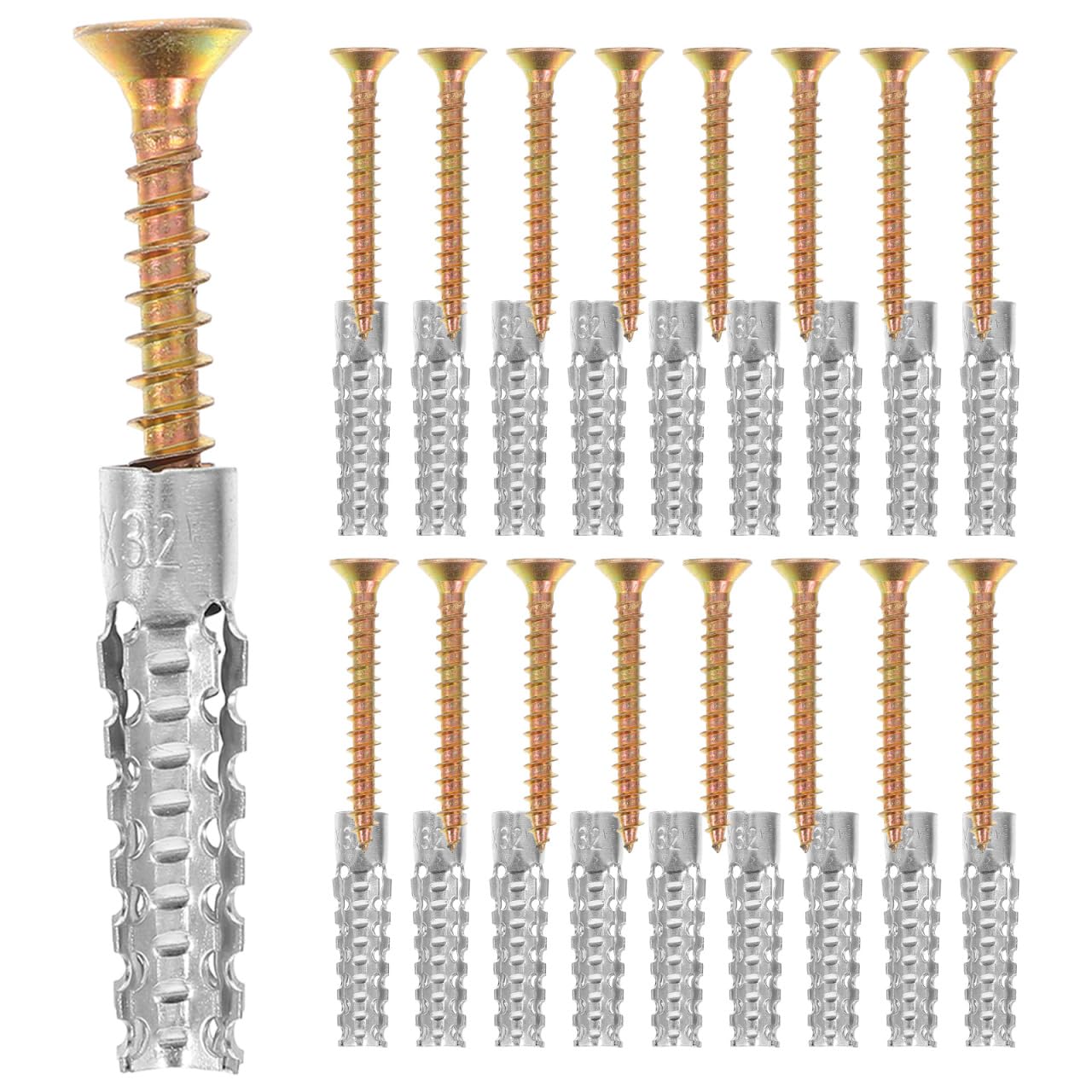 Gadpiparty Drywall Anchors and Screws Kit Heavy Duty Metal Expansion Tube with Concrete Anchors for Secure Wall Mounting 1.57 Inch Length Carbon Steel Construction