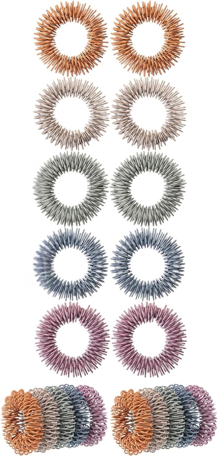 Mr. Pen- Spiky Sensory Rings, 10 Pack, Morandi, Stress Relief Fidget Sensory Toys, Fidget Ring for Anxiety, Massager, Individuals with BFRB, ADHD and Attention Disorder
