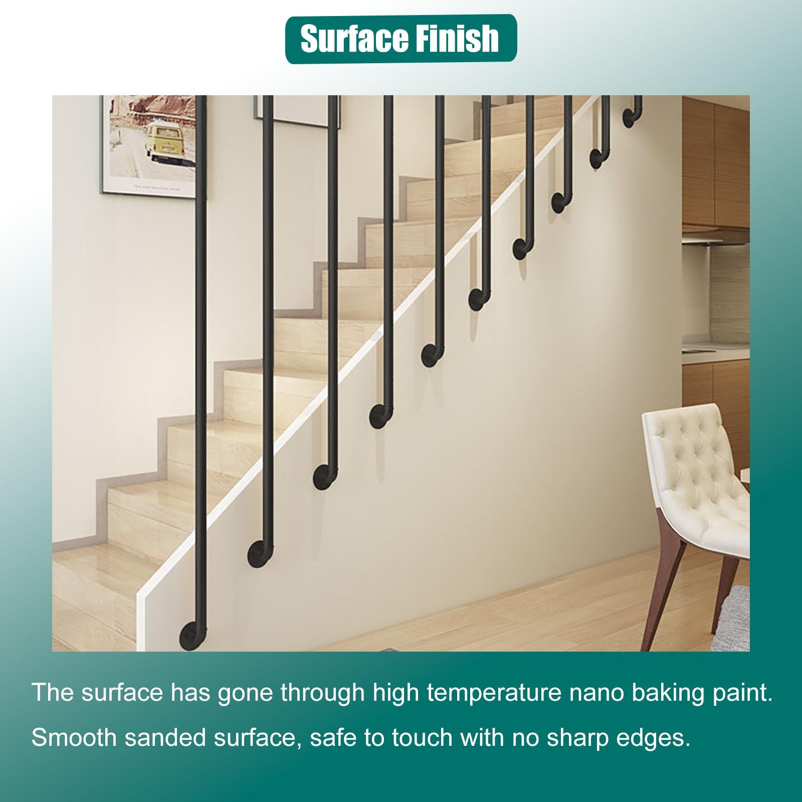 Regulowane czarno-białe żelazne tralki schodowe - nowoczesne wrzeciona balustrady do wnętrz DIY konfigurowalne wysokości 30-60 cm idealne do dekoracji loftu i domu (1 sztuka 61 cm)
