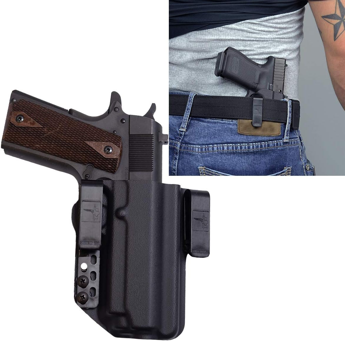Bravo Concealment: 1911 Remington R1 4.25" (Rail) .45acp IWB Torsion Gun Holster, Black