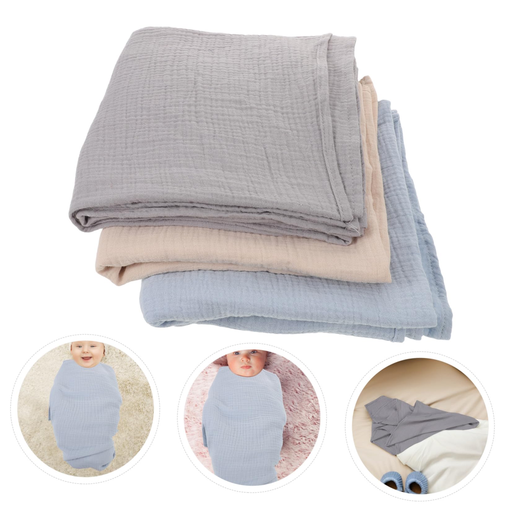 3 Piezas Manta de Gasa para Recién Nacido Manta de Muselina Suave Cobertor Unisex para Envolver Niña Fácil Cuidado y Diseño Neutro para Cuna y Descanso