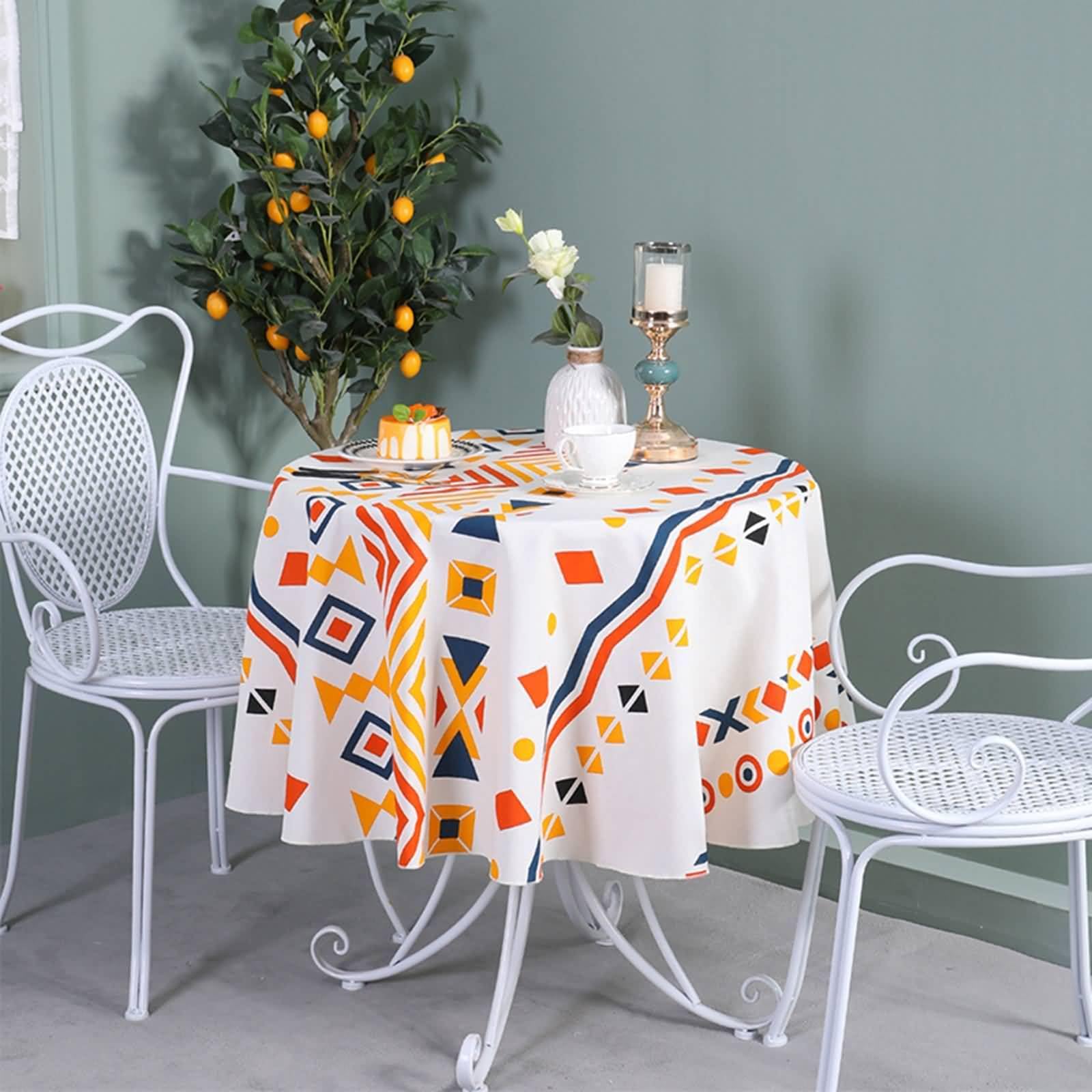 Nappe table picnic et repas en famille ronde 150 cm motif ethnique chic