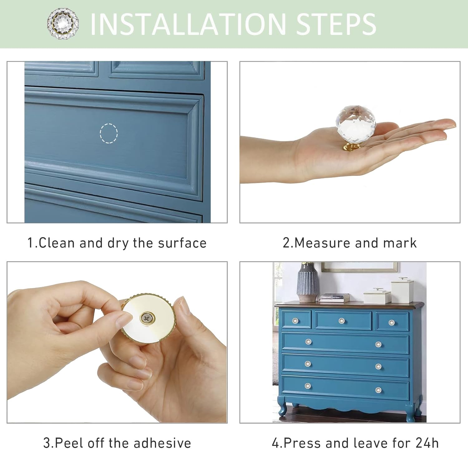 CcHhyyt Crystal Self Stick Knobs Cabinet Knobs 1-3/5 Inch 40mm Diameter Replacement Knob with Adhesive for Cabinet Mirror Cupboard Window Glass Sliding Door Drawer (2pcs, Sunshine Gold)