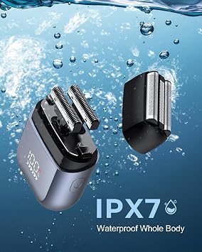 Men's Foil Shavers,Mini Electric foil Shaver for Men, Compact Face, IPX7 Waterproof Wet&Dry Cordless Razor, LED Display, USB-C Fast Rechargeable,Electric foil Shaver,3 Razor Rechargeable
