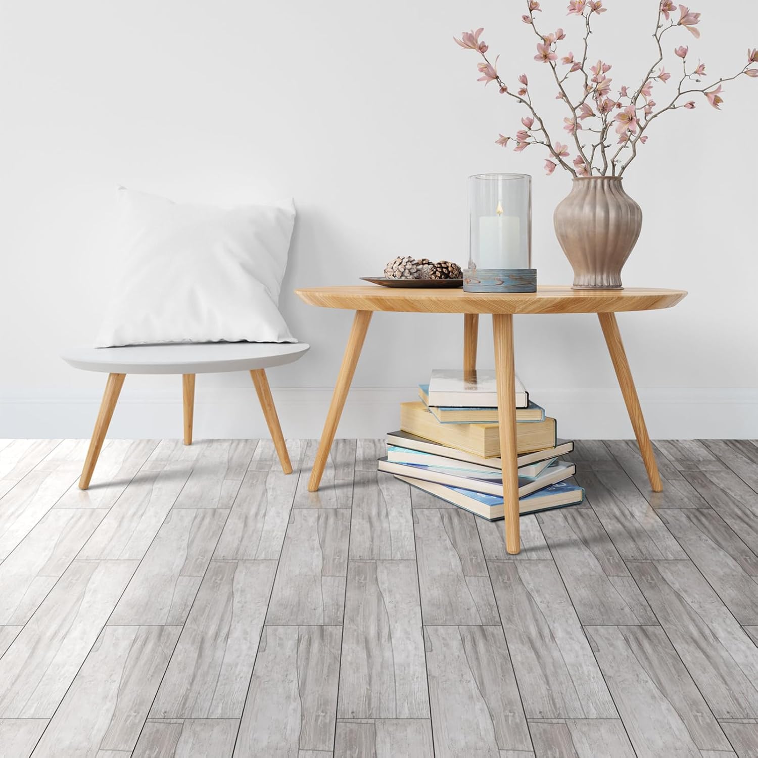 Angoily 36pcs Peel and Stick Bar Flooring Tiles Self-Adhesive Floor Stickers for Easy for Kitchen Living Room and Bedroom Decor