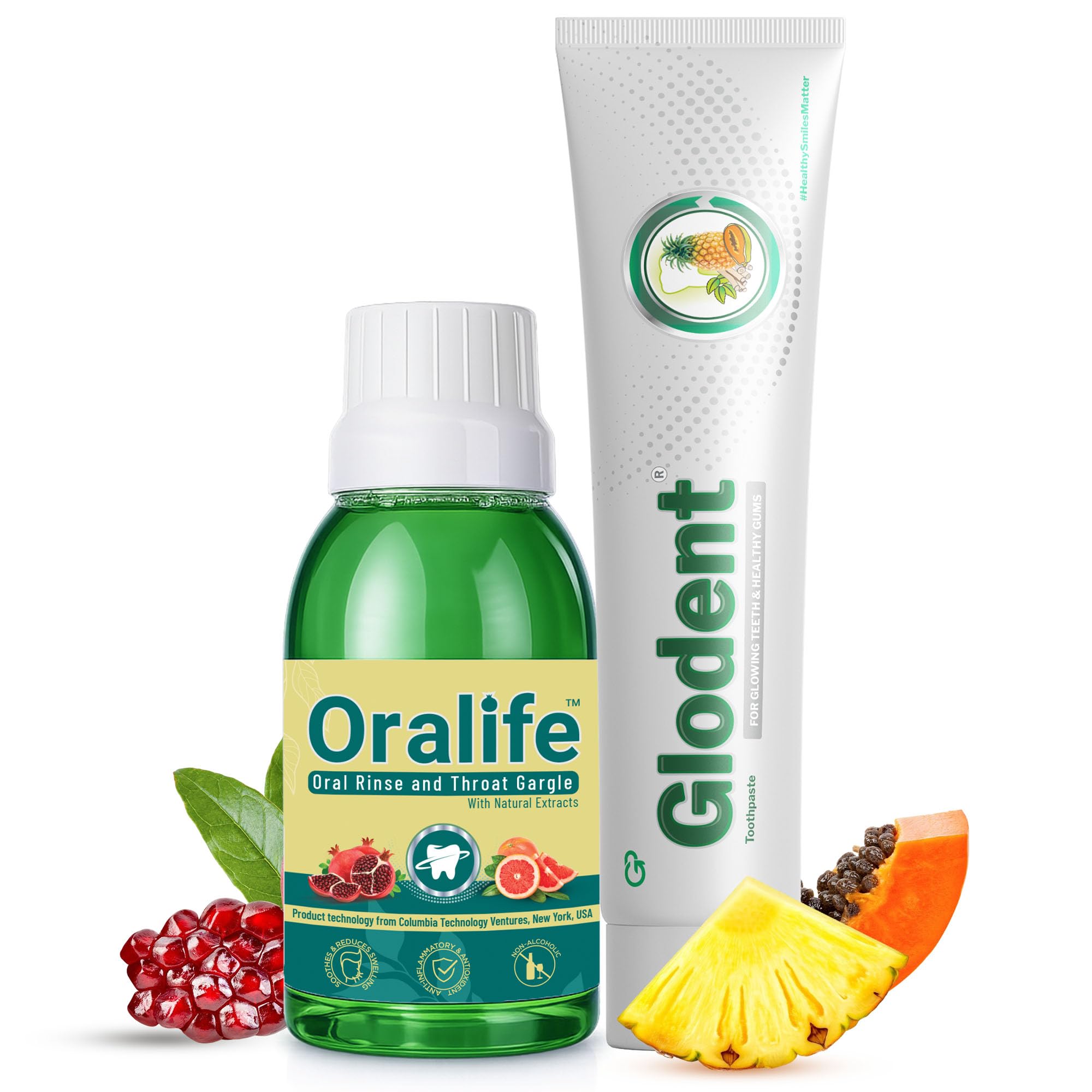 Glodent Teeth Whitening (70g x 1) 3 shades brighter in 3 weeks toothpaste and Oralife Natural (250ml x 1) Mouthwash for complete natural oral care (combo pack)-image-44