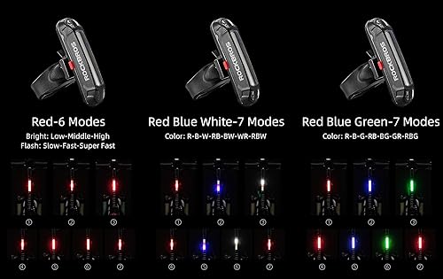 Miniatura 2 de ROCKBROS Luz trasera de bicicleta USB recargable LED luz trasera de bicicleta 6 modos IPX4 luz trasera de bicicleta para conducción nocturna