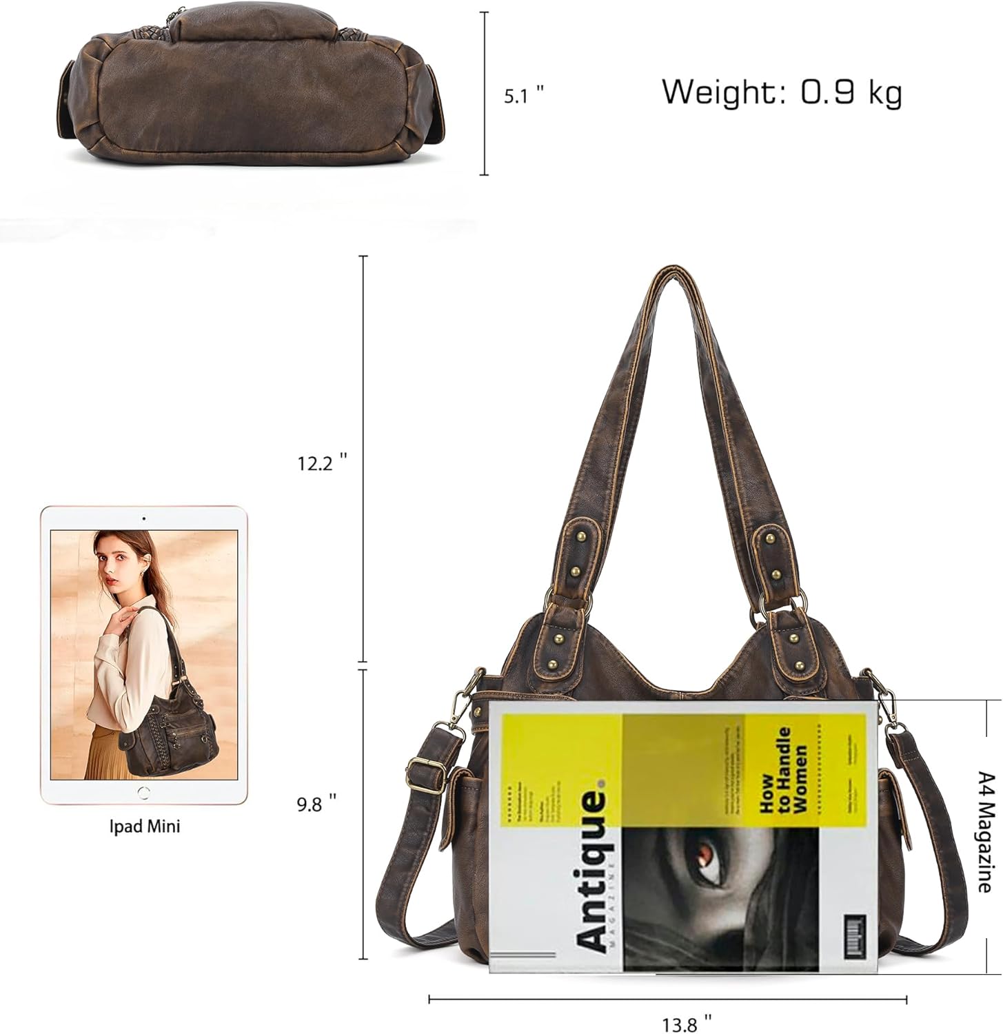 Angel Kiss Hobo Handbags for Women Soft PU Leather Shoulder Handbags Ladies Purses - Image 3