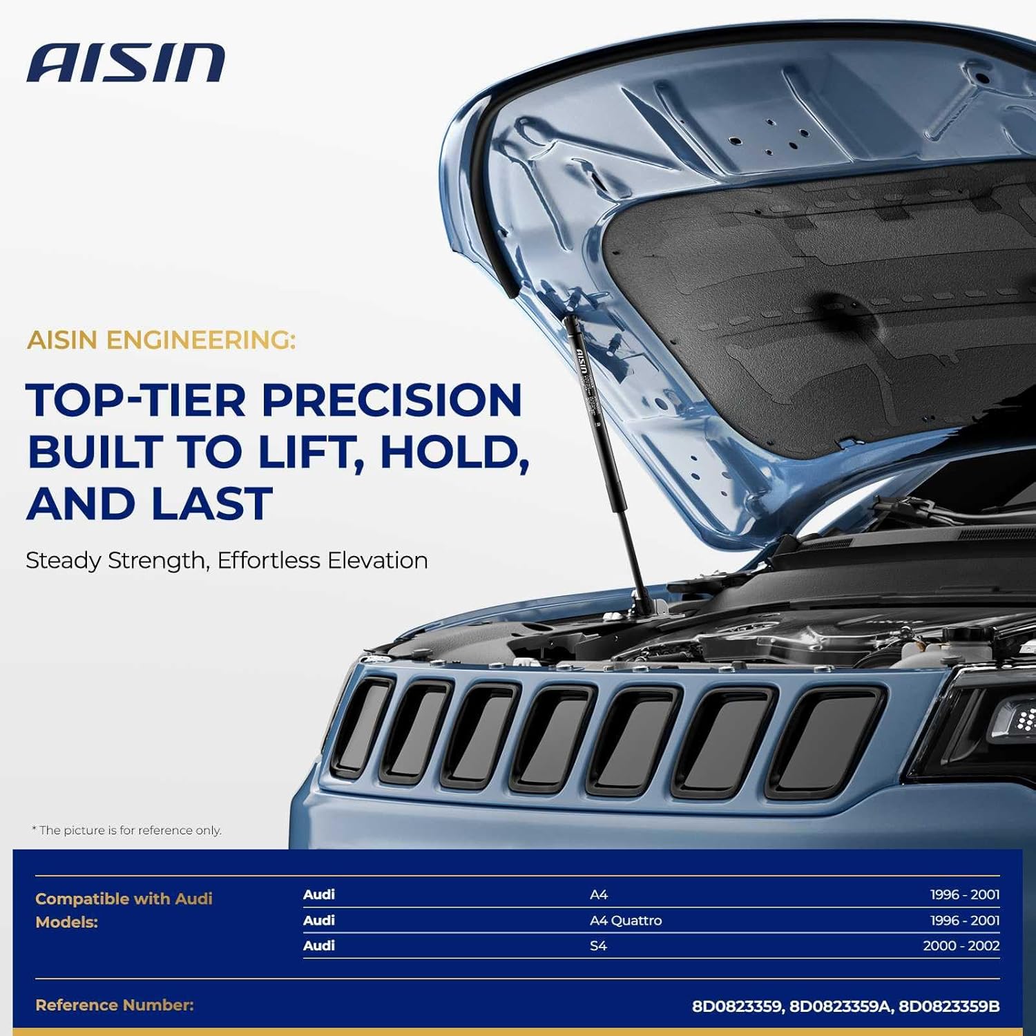 AISIN AFTERMARKET GASVG-00078 Front Hood Lift Support Shock Strut - Compatible with Audi A4&A4 Quattro 1996-2001, S4 2000-2002
