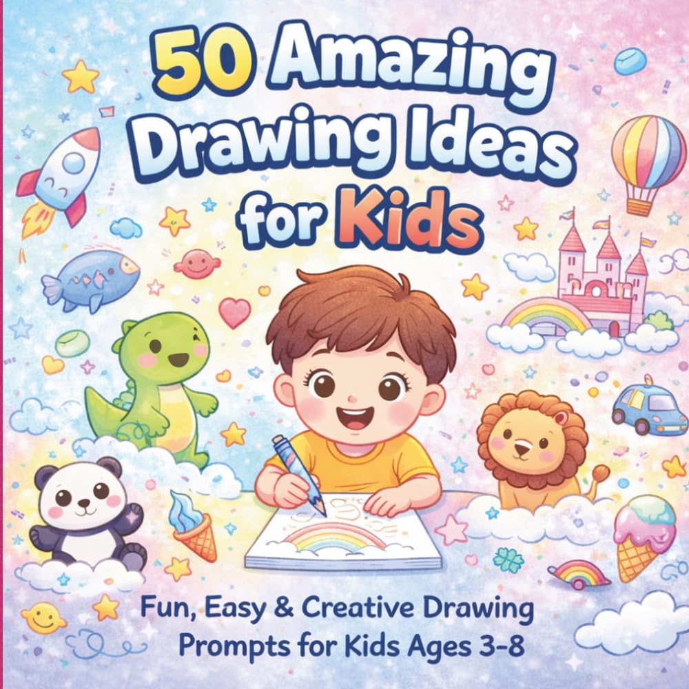 50 Amazing Drawing Ideas for Kids: Easy and Creative Drawing Prompts for Kids Ages 3–8 | Learn to Draw, Imagine, and Have Fun Every Day