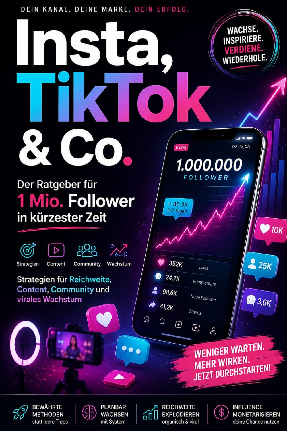 INSTAGRAM, TIKTOK & CO.: Der Ratgeber für 1 Mio. Follower in kürzester Zeit
