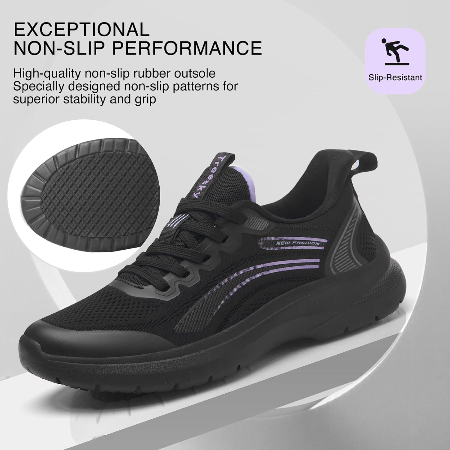 Treesky Non Slip Work Shoes for Women in Food Service - Slip Resistant, Comfortable & Lightweight Sneakers, Suitable for Restaurant, Kitchen & Nursing Crews - Image 3