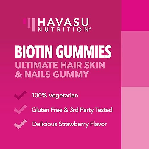 Miniatura 3 de Biotin Gummies - Vitaminas para el cabello y las uñas para mujeres | Suplemento definitivo para el crecimiento del cabello con 5000 mcg | 90
