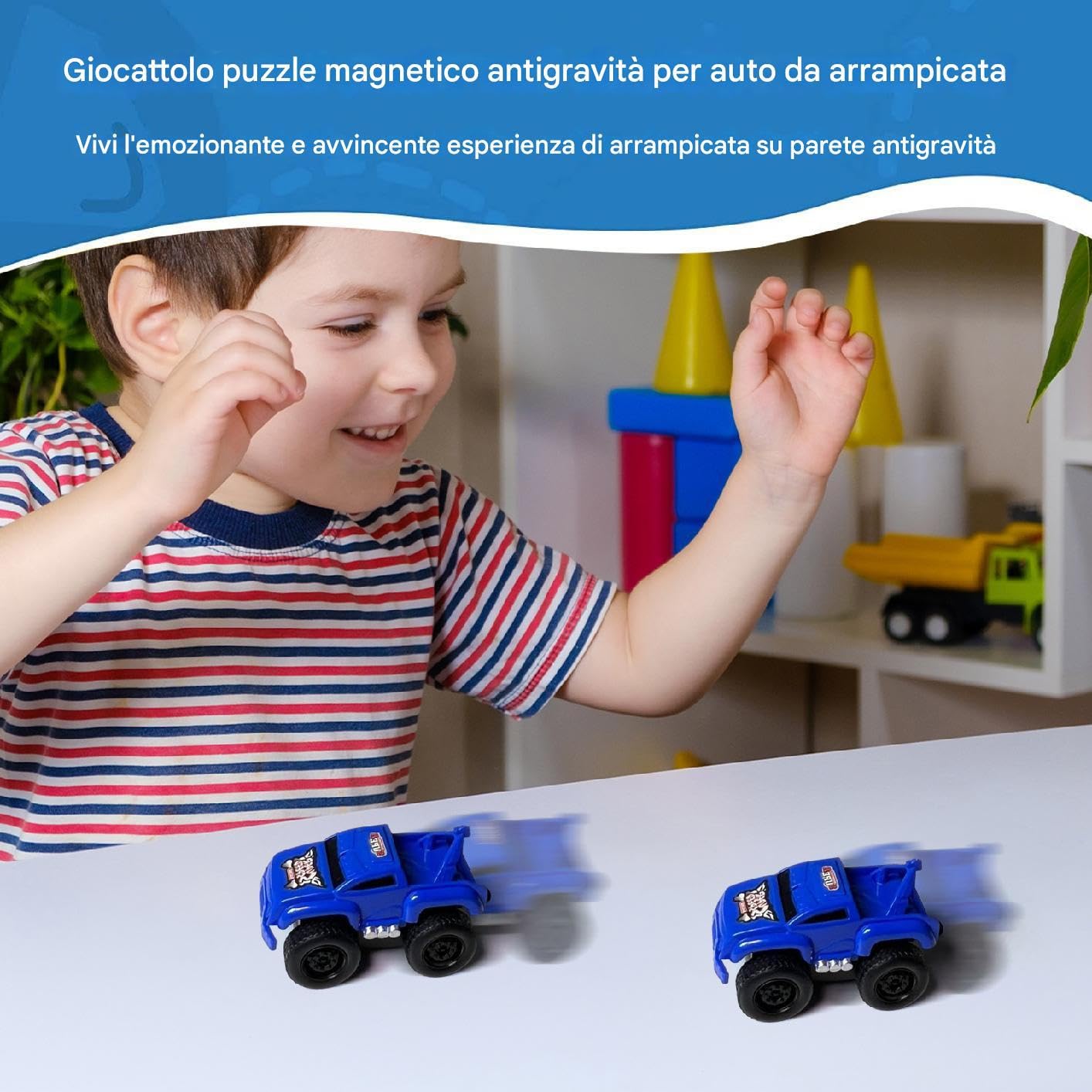 Generico Macchinine A Trazione Antigravitazionale | Macchinina Magnetica Da Parete, Nuova 2025 | Macchinine Inerziali Con Vibrazione, Giocattoli Educativi