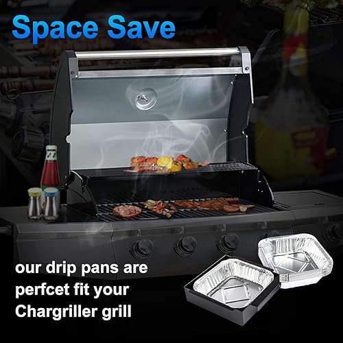 Miniatura 6 de Uniflasy Recipiente de grasabandeja de goteo para parrilla de gas y carbón Chargriller 5050, 5650, 5072, con 15 bandejas de goteo de papel de