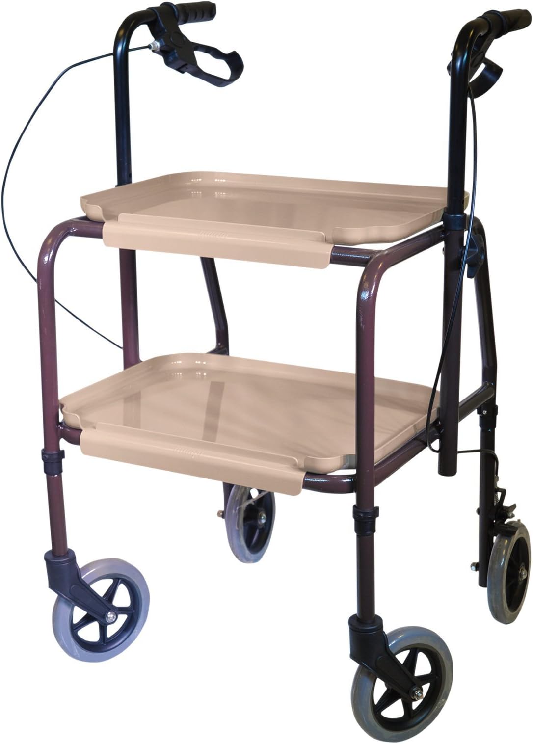 Aidapt Sturdy Height Adjustable Strolley Trolley with Brakes. Easy Removable Trays. Ideal for Transferring Meals, Dinner, Tea etc. Brakes for Added Security