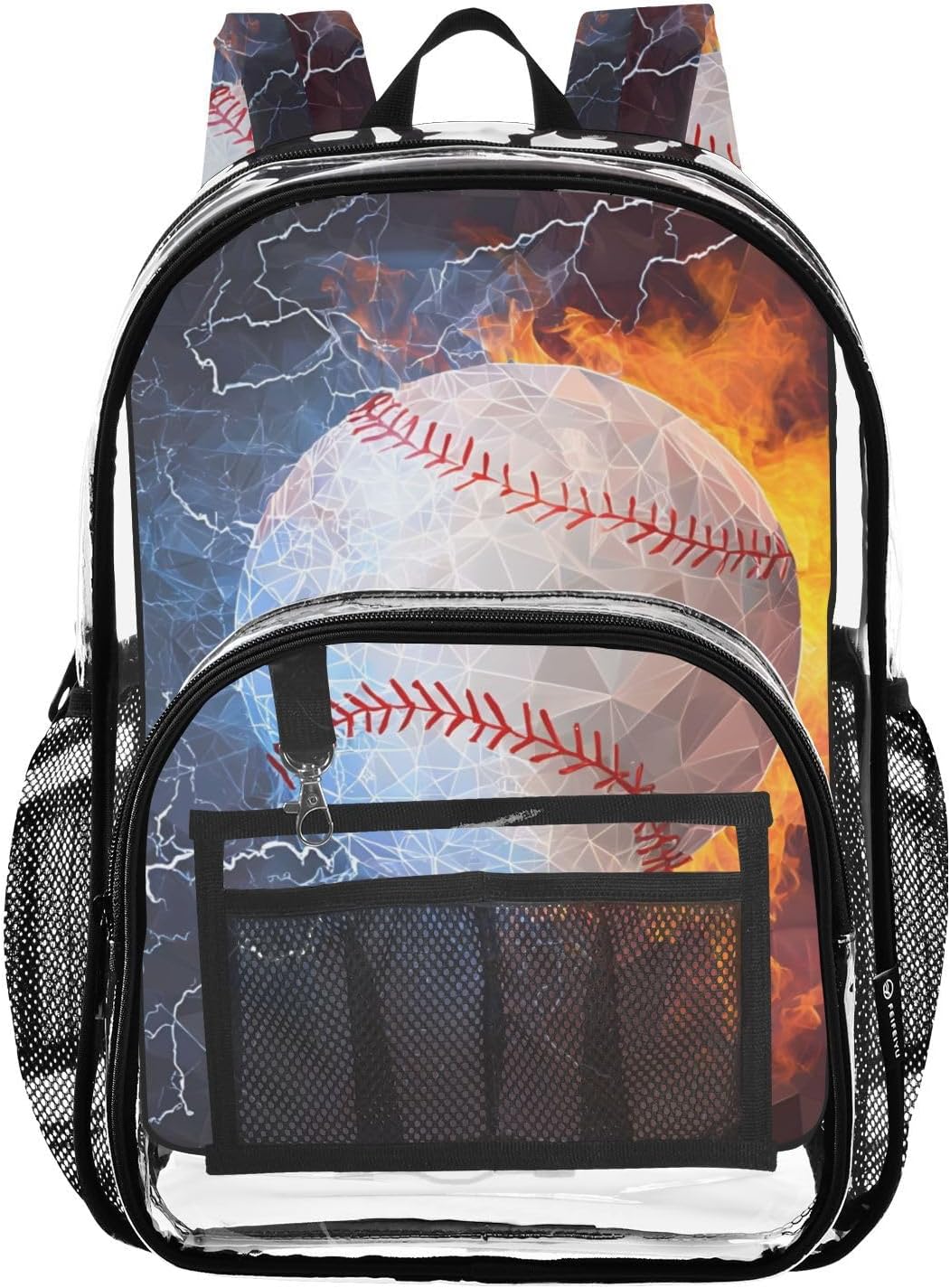 Cat Kitten Black White Clear Backpack Heavy Duty See Through Transparent PVC BookBag for Kids Boy Girl Adult School Work