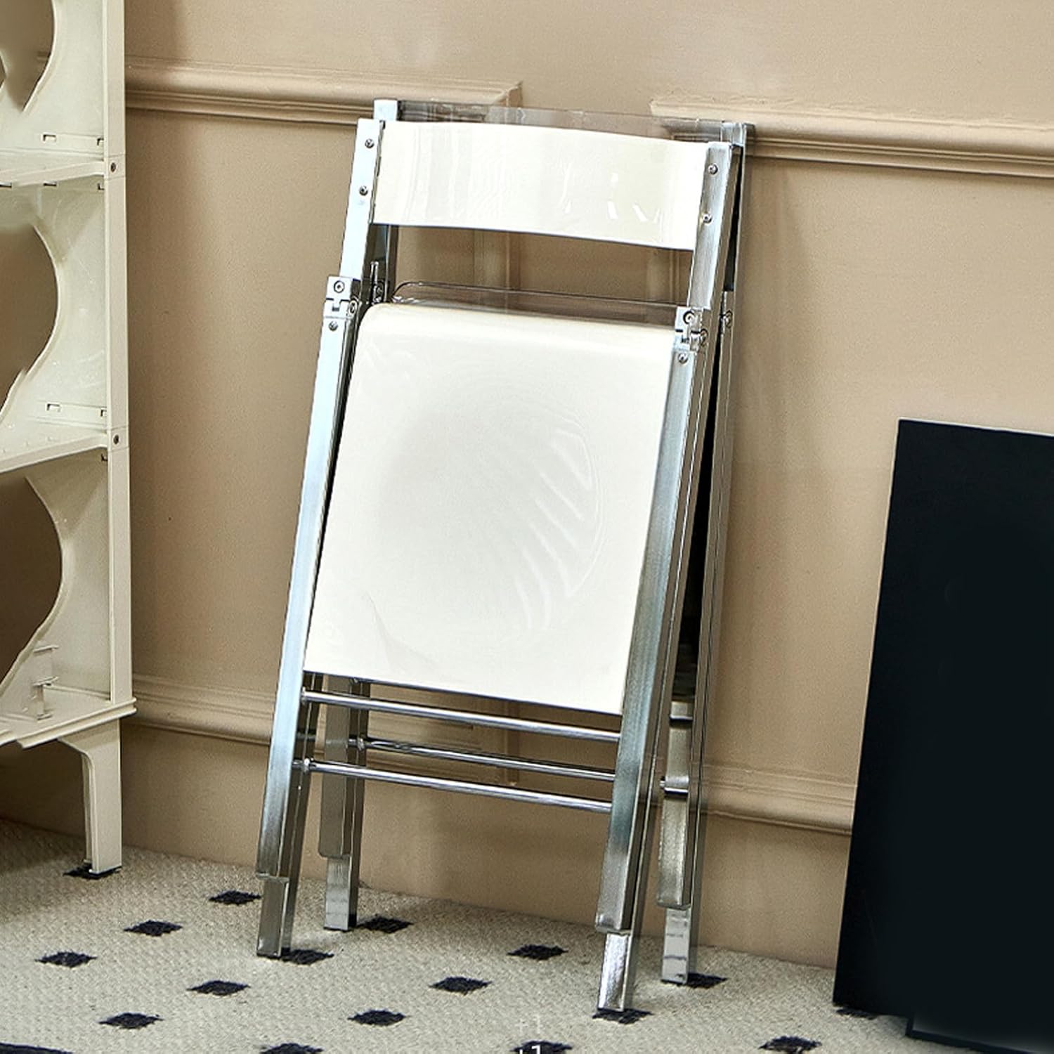 Transparent Acrylic Folding Chair - Metal Frame Indoor Outdoor Event Chair for Office, Wedding, Party, Dining