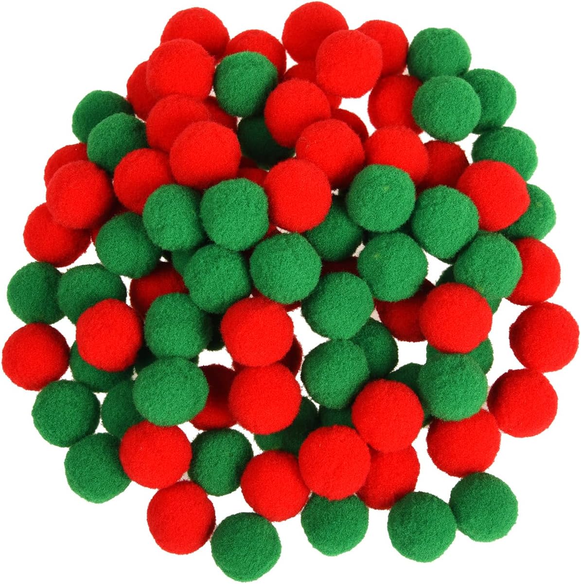 NUOM 100 Pieces 2CM Christmas Pom Poms Red Green Fluffy Pompoms Pom Pom Felt Balls for DIY Crafts Making (Red and Green)