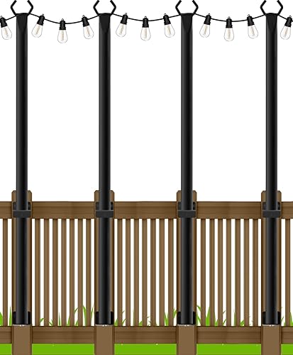 Miniatura 40 de AILBTON Paquete de 4 postes de luz de suspensión para exteriores para colgar luces exteriores, con clip y soporte, soporte de montaje de poste