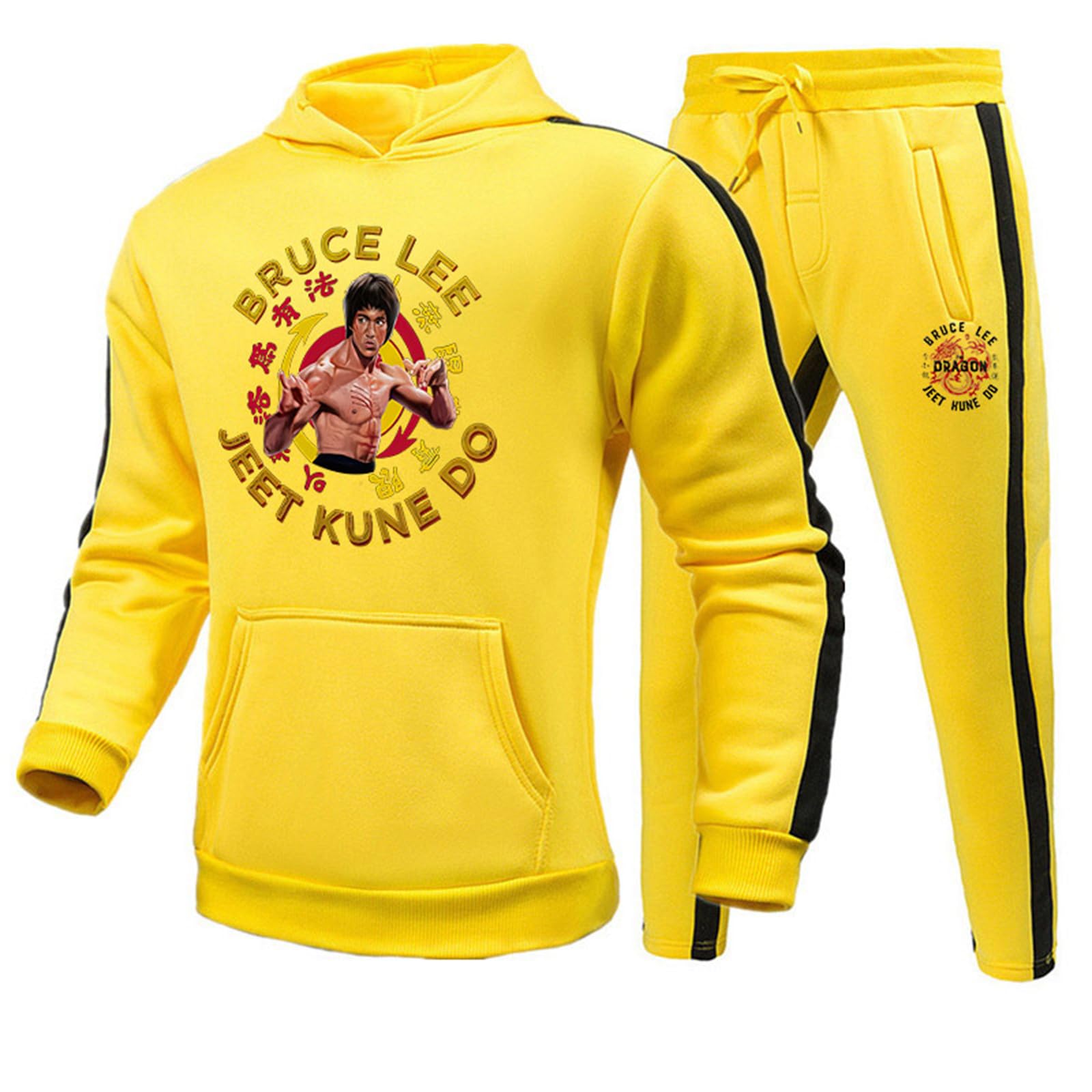 Li Xiaolong Dragon Hoodie and Joggers Pants Set Kung Fu Martial Art Li Xiaolong Dragon 3D Printed Tracksuit Set for Men Women
