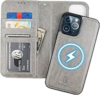 Vista 18 de Bocasal Funda tipo cartera desmontable para iPhone 13 Pro Max con bloqueo RFID, ranuras para tarjetas, soporte magnético de piel sintética de alta