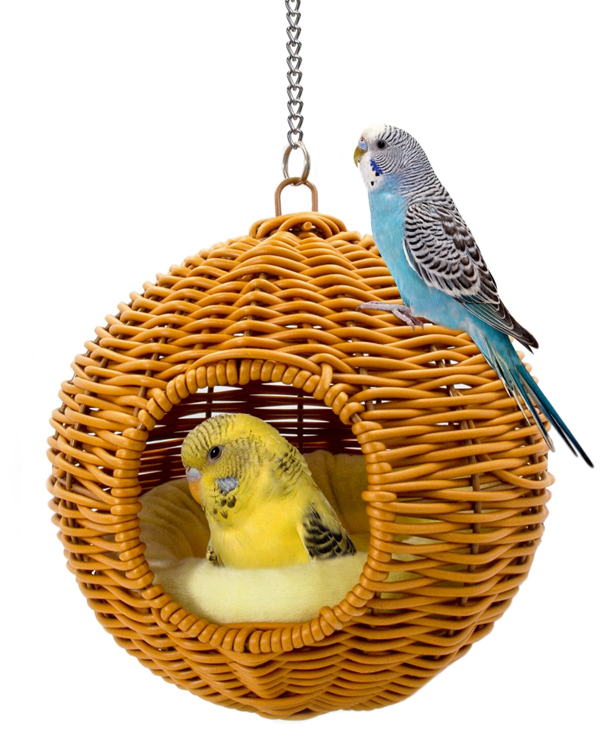 Chewproof Steel Frame Bird Nest for Cage, Washable Small Bird Bed Hammock Hideout Lay Eggs Parakeet Nest Sleep, Parakeet Warm Bed House Hut for Lovebird, Canary, Budgie
