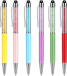 Stylus Pen for Tablets 6 Pack 2 in 1 Capacitive Ballpoint Pen Black Ink and Universal Styli Touch Screen Pens for Mobile Phone iPad iPhone Smartphones Samsung Galaxy All Touchscreen Devices (6 colors)