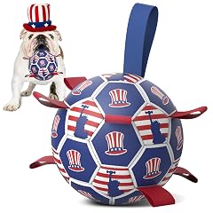Diman Dog Toy Soccer Ball Outdoor Dog Toys Dogs Independence Day Gift Dogs Soccer Ball with Straps for
