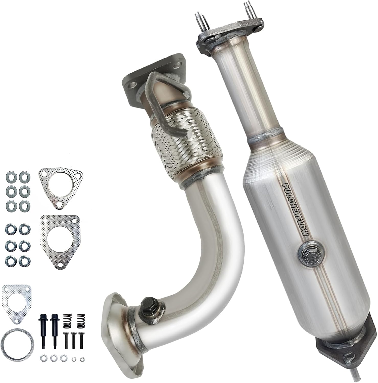 Catalytic Converter Compatible with 2003-2007 Honda Accord 2.4L Catalytic Convertor Front Flex Pipe Set High Performance EPA Compliant 2003-2007 Accord 2.4L-Flex Pipe Set