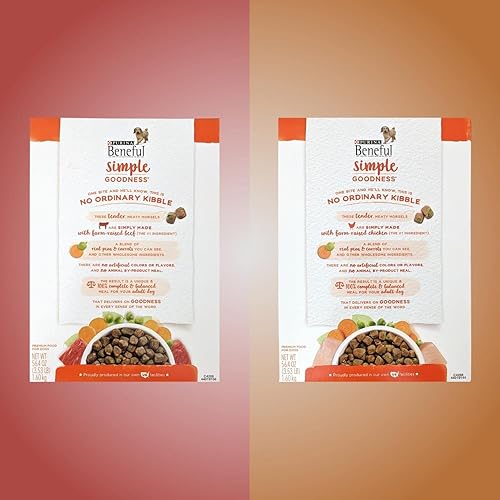 Miniatura 3 de Paquete de bolsas Beneful Simple Goodness  2 sabores, (1) caja cada una carne de res, pollo (caja de 12 unidades)  Purina Beneful Simple Goodness