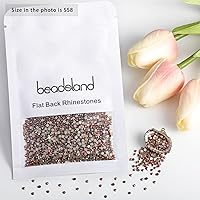 Vista 580 de Beadsland Diamantes de imitación de cristal con parte trasera plana, gemas redondas para arte de uñas y manualidades, pegamento fijo, violeta