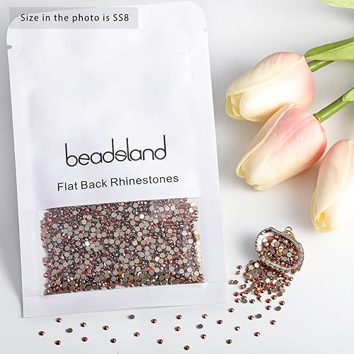Vista 209 de Beadsland 1440 diamantes de imitación de cristal con parte trasera plana, gemas redondas, sombra dorada, SS20, 0.181-0.189 in
