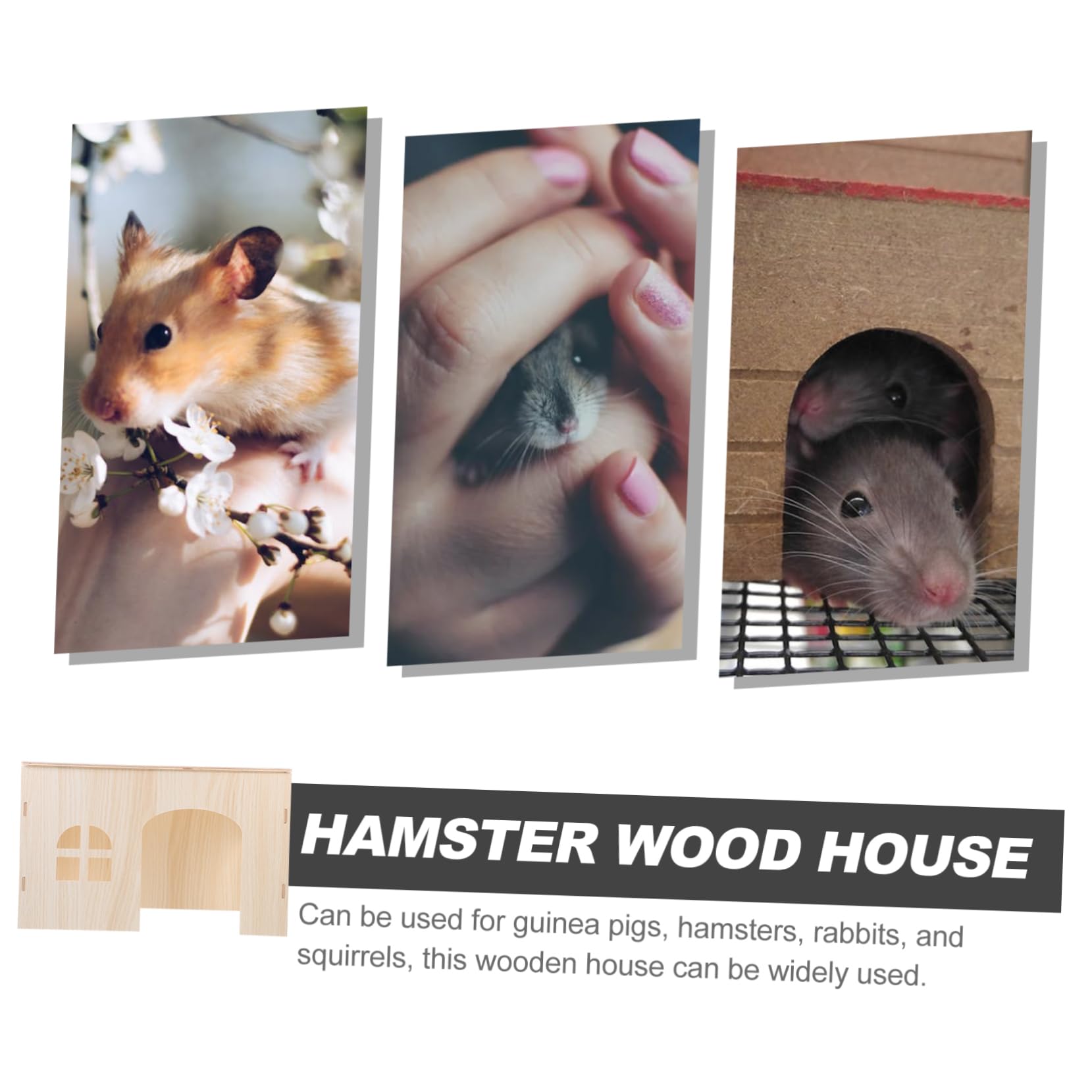 Casa de Madera Nido Cómodo Beige para Hámsters y Ardillas Refugio Seguro y Resistente para Dormir para Pequeños Roedores