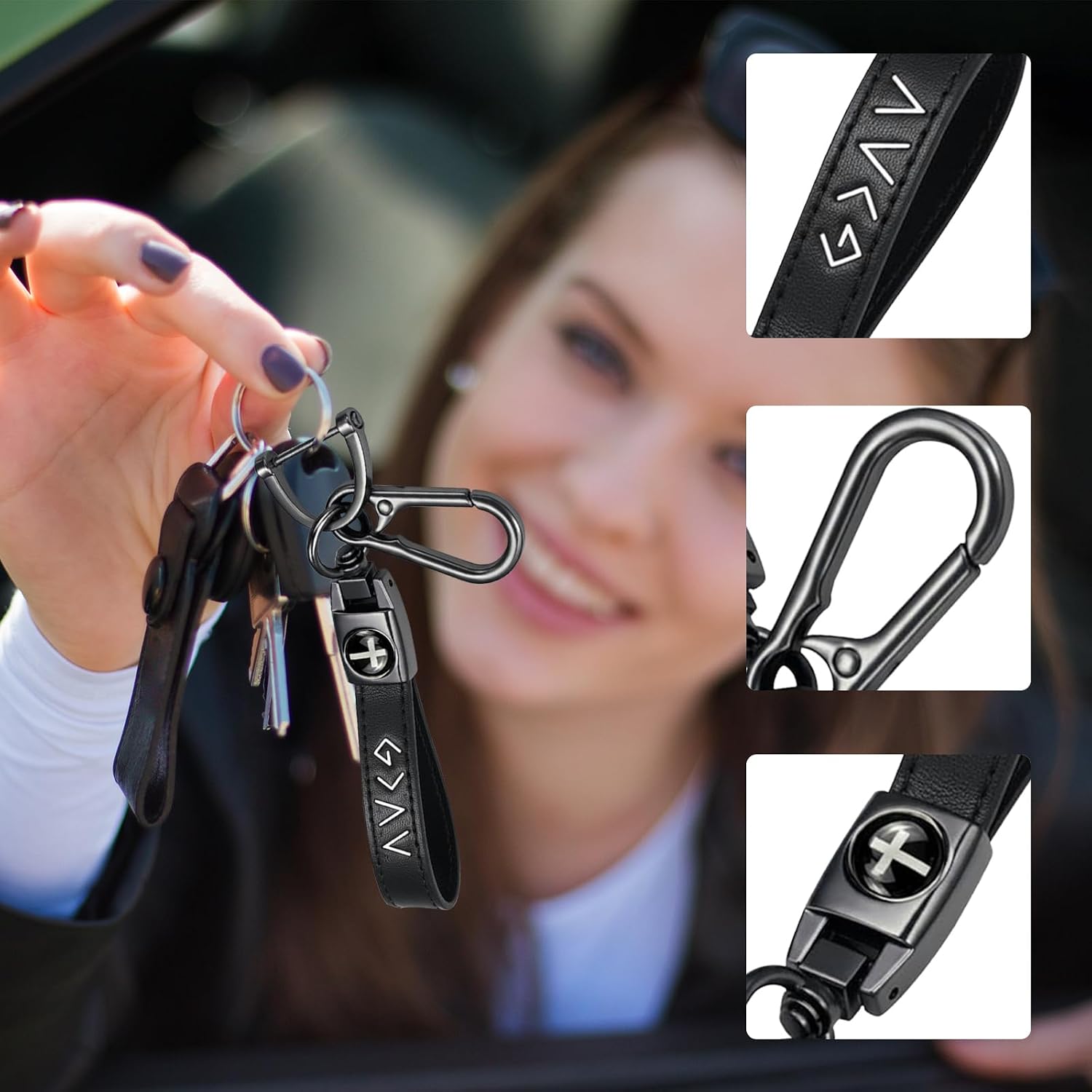 Yancorp God Is Greater Keychain for Christians - Inspirational Leather Cross Keyring for Men & Women