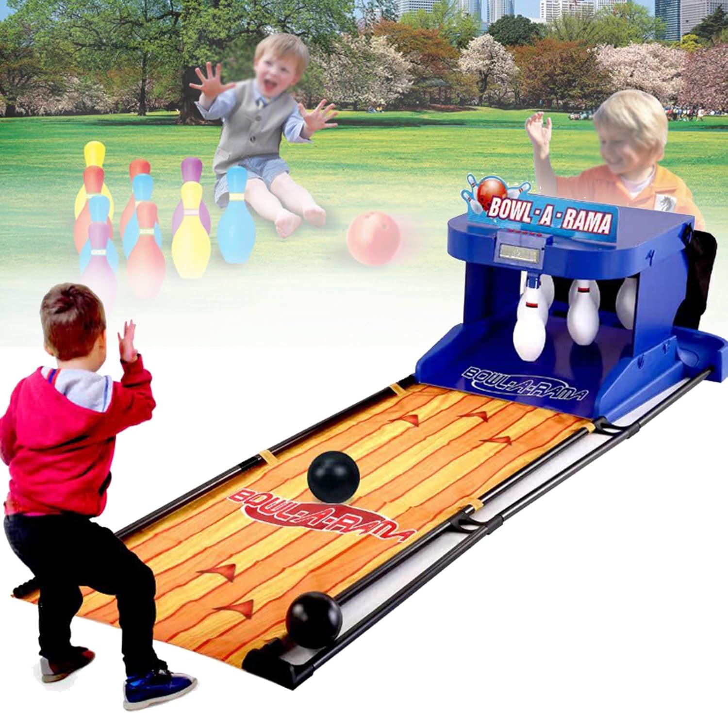 Electronic Bowling Alley Game,Foldable Indoor Family Game Bowling Game,with LED Electronic Scoreboard and Automatic Reset Function,for Children and Adults Interactive Game,2m
