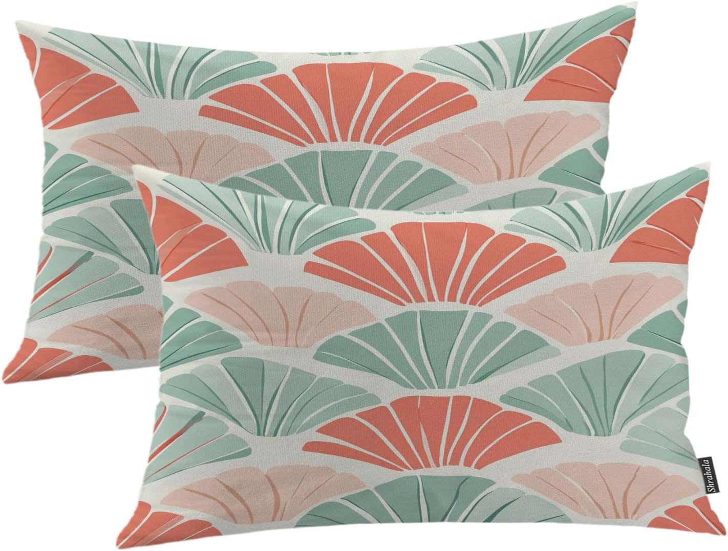 Shrahala Two Large Magnolias Outdoor Throw Pillow Cover, Green Leaves On Branch Square Indoor Pillows Water Resistant Linen for Bedroom Living Room Set of 2 (16 x 16 in)